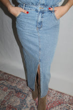 Load image into Gallery viewer, Front Slit Denim Midi Dress