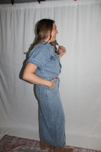 Load image into Gallery viewer, Front Slit Denim Midi Dress