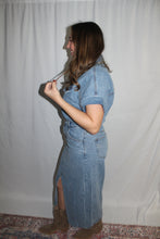 Load image into Gallery viewer, Front Slit Denim Midi Dress