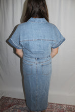 Load image into Gallery viewer, Front Slit Denim Midi Dress