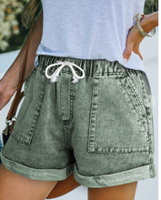 Load image into Gallery viewer, Green Washed Drawstring Shorts