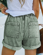 Load image into Gallery viewer, Green Washed Drawstring Shorts