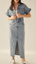 Load image into Gallery viewer, Front Slit Denim Midi Dress