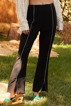 Load image into Gallery viewer, Black Rhinestone Slit Pants