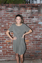Load image into Gallery viewer, Olive Linen Tie Waist Dress