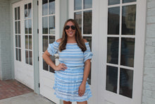 Load image into Gallery viewer, Blue Ruched Striped Set