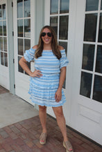 Load image into Gallery viewer, Blue Ruched Striped Set