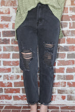 Load image into Gallery viewer, Black Ripped Straight Jean