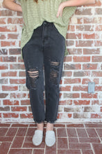 Load image into Gallery viewer, Black Ripped Straight Jean