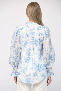 Blue Toile Print Blouse