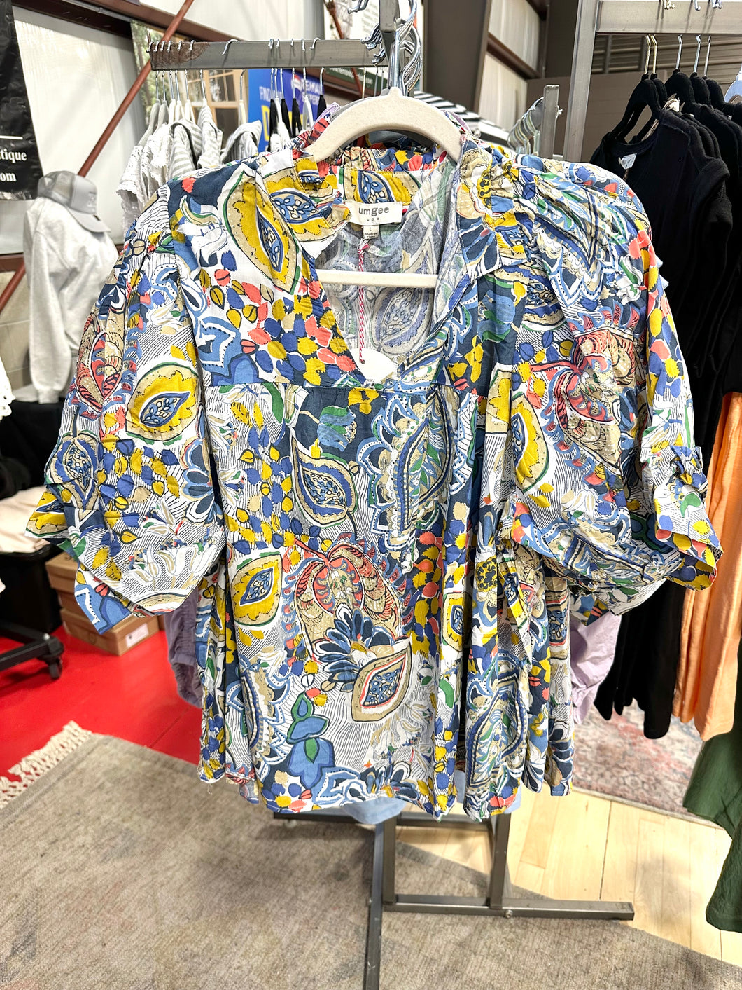 Navy Paisley Top