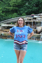 Load image into Gallery viewer, Stars &amp; Stripes Wavy Hem Tee
