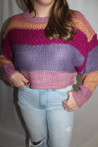 Meg Mauve Stripe Crop Sweater
