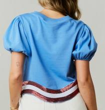 Load image into Gallery viewer, Stars &amp; Stripes Wavy Hem Tee
