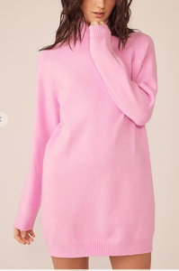 Hazel Turtleneck Sweater Dress-Pink