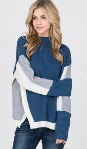 Nancy Navy Side Panels Sweater