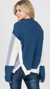 Nancy Navy Side Panels Sweater