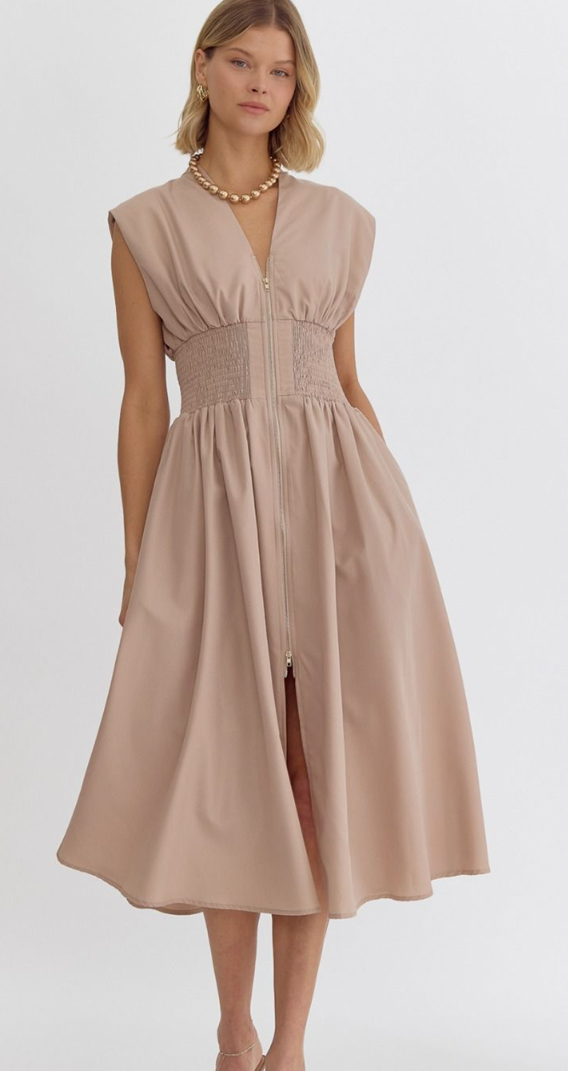 Linda Latte Midi Zip Dress