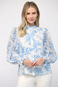 Blue Toile Print Blouse