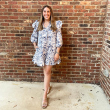 Load image into Gallery viewer, Francine Toile Ruffle Drop Waist Dress
