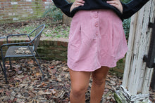 Load image into Gallery viewer, Pink Corduroy Button Skirt
