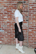 Load image into Gallery viewer, Molly Black Satin Midi Skirt
