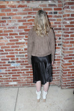 Load image into Gallery viewer, Molly Black Satin Midi Skirt
