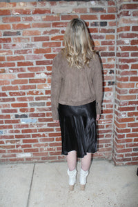 Molly Black Satin Midi Skirt