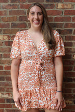 Load image into Gallery viewer, Peach Leopard Puff Sleeve Dress
