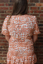 Load image into Gallery viewer, Peach Leopard Puff Sleeve Dress
