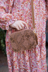 Neutral Snakeskin Beaded Purse