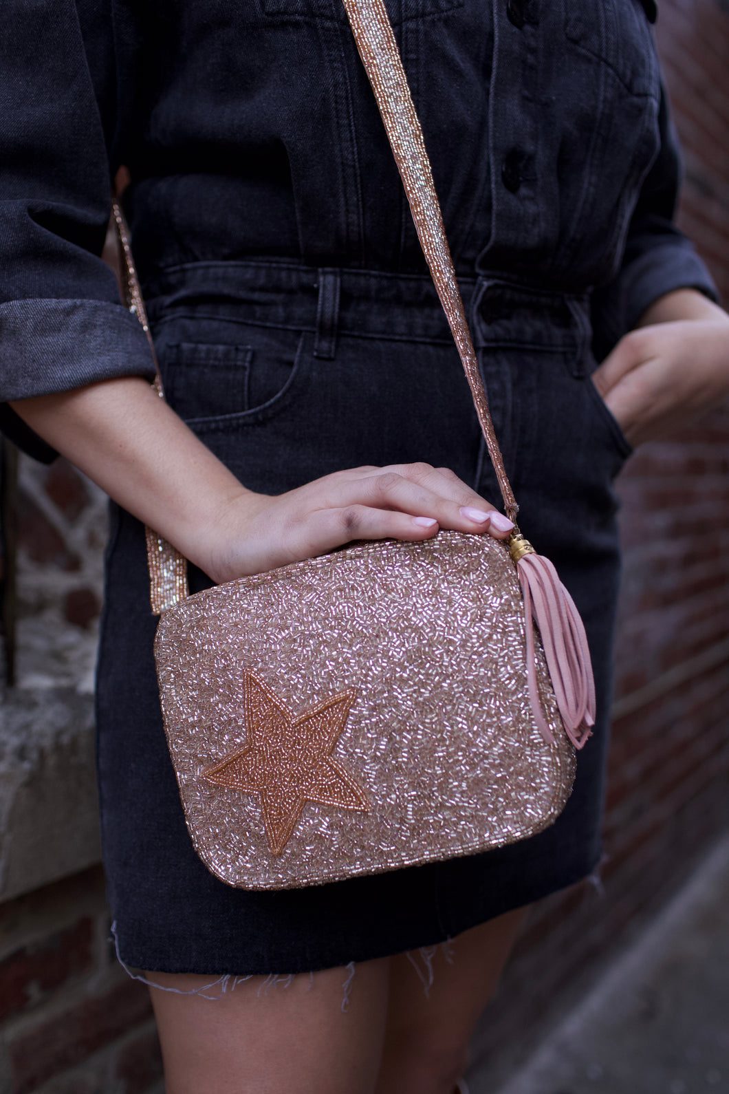 Pink Glitter Heart Shaped Crossbody Chain bag Cute Clutch Purses | Baginning