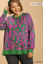 Load image into Gallery viewer, Kylie Green Leopard Curvy Sweater
