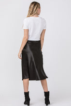 Load image into Gallery viewer, Molly Black Satin Midi Skirt
