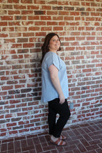 Load image into Gallery viewer, Blue Lace Curvy Top
