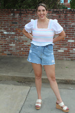 Load image into Gallery viewer, White Festive Smocked Top
