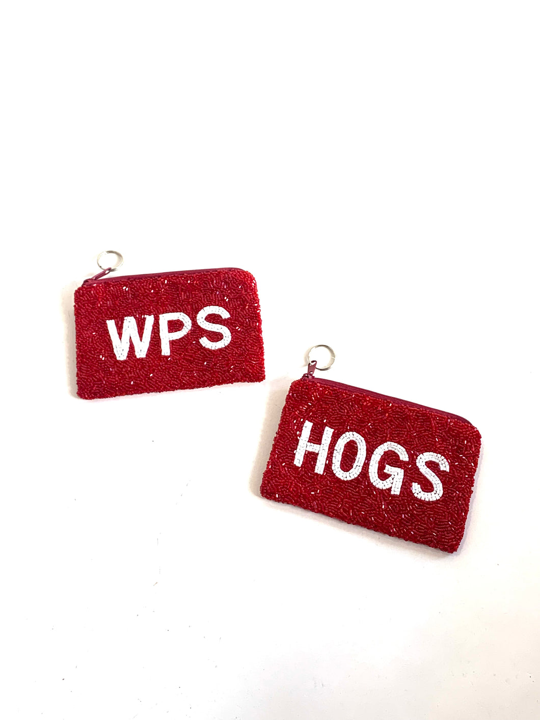 Cardinal/ White Beaded Coin Purse