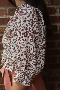 Spotted Cream Smocked Top