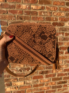 Neutral Snakeskin Beaded Purse
