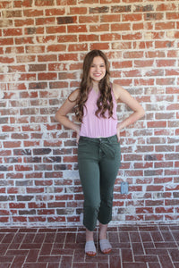 Olive Washed Cropped Jeans