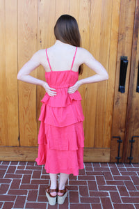 Fuchsia Tiered Midi Dress
