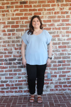 Load image into Gallery viewer, Blue Lace Curvy Top
