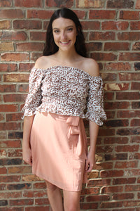 Spotted Cream Smocked Top
