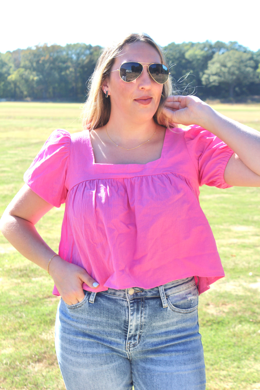 Sally Square Neck Babydoll Top