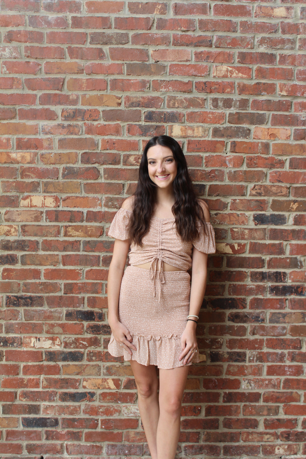 Taupe Polka Dot Set