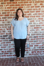 Load image into Gallery viewer, Blue Lace Curvy Top
