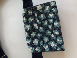 Blue Leopard Beaded Belt Bag
