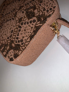 Neutral Snakeskin Beaded Purse