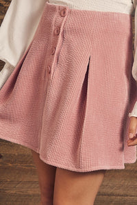 Pink Corduroy Button Skirt
