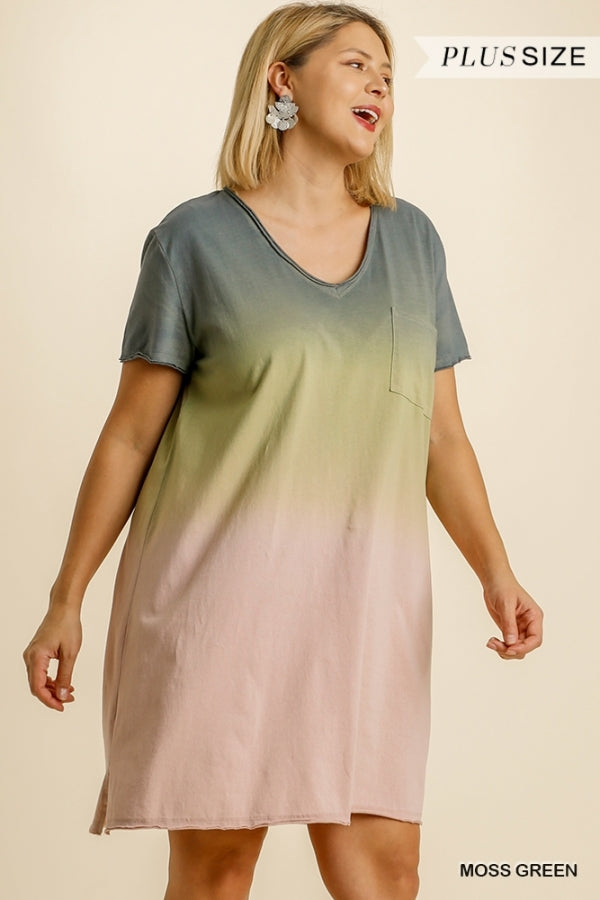 Ombre Moss Green Curvy Dress